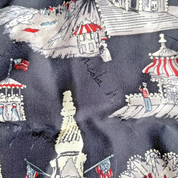 VTG 90s Nicole Miller 100% Silk Scarf 20” Square Coney Island Ferris Wheel NWT - Picture 6 of 11